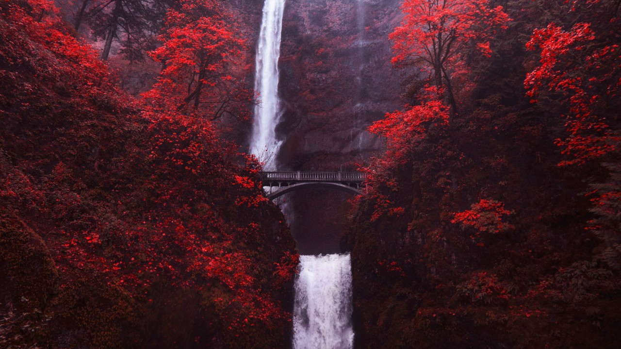 Red waterfalls